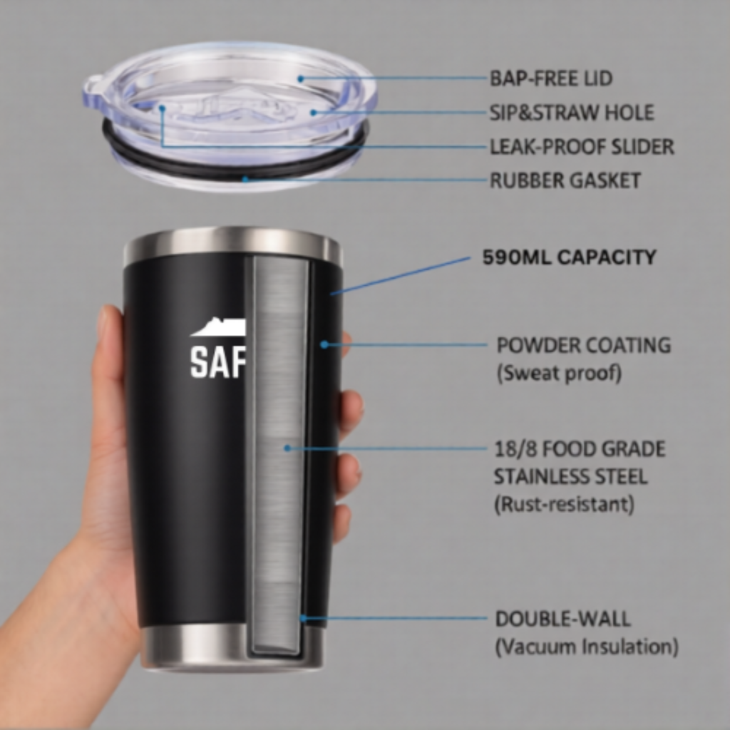 The Saffa 590ml Double-Wall Travel Flask
