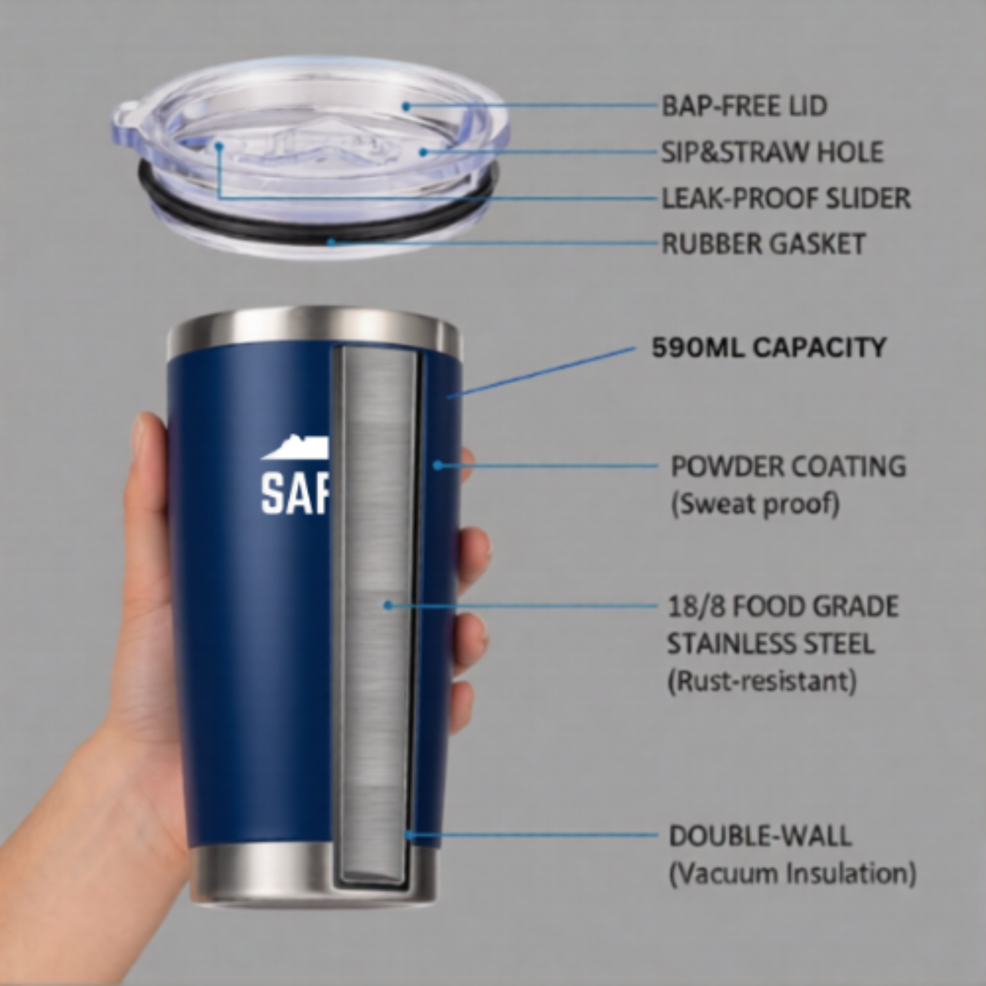 The Saffa 590ml Double-Wall Travel Flask