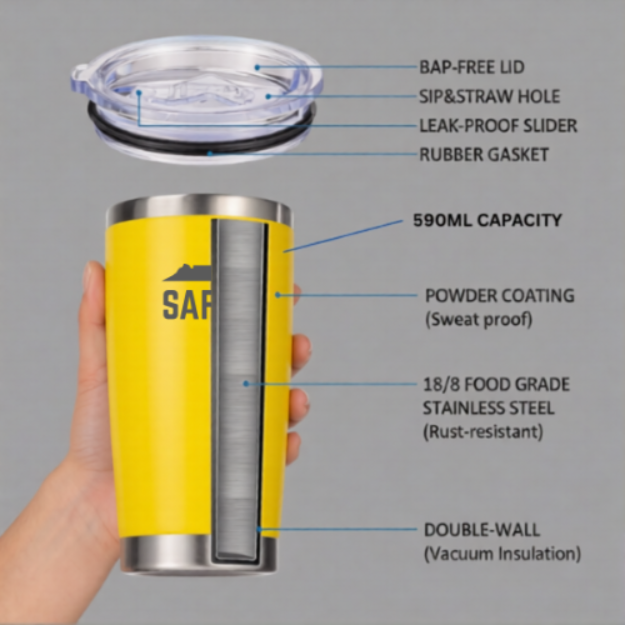 The Saffa 590ml Double-Wall Travel Flask