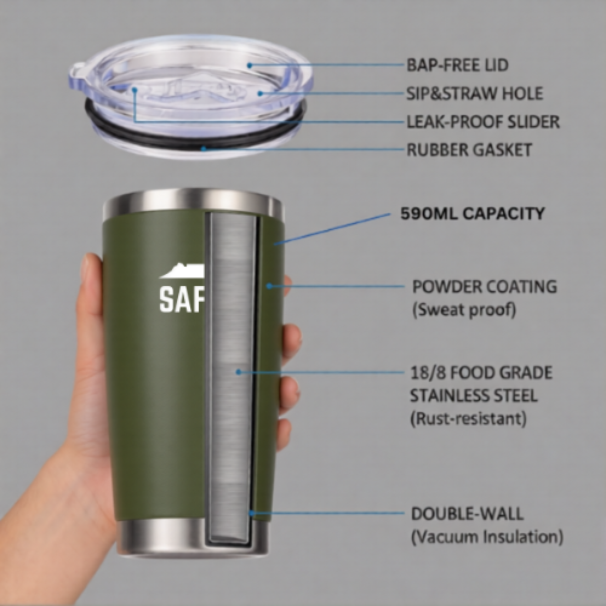 The Saffa 590ml Double-Wall Travel Flask