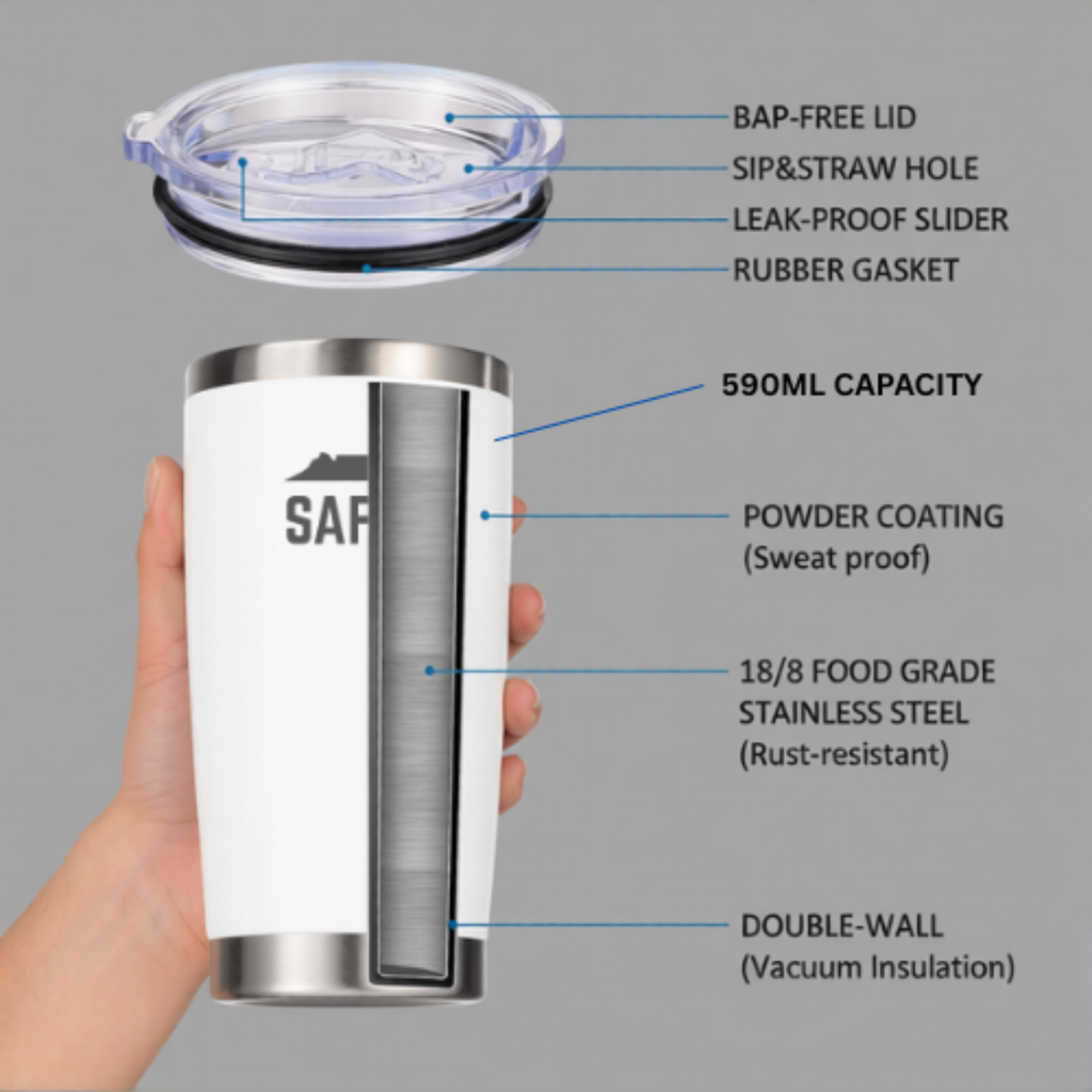 The Saffa 590ml Double-Wall Travel Flask